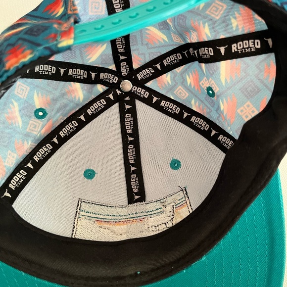 Teal Rodeo Time Cap with Patterned Brim - Picture 4 of 4